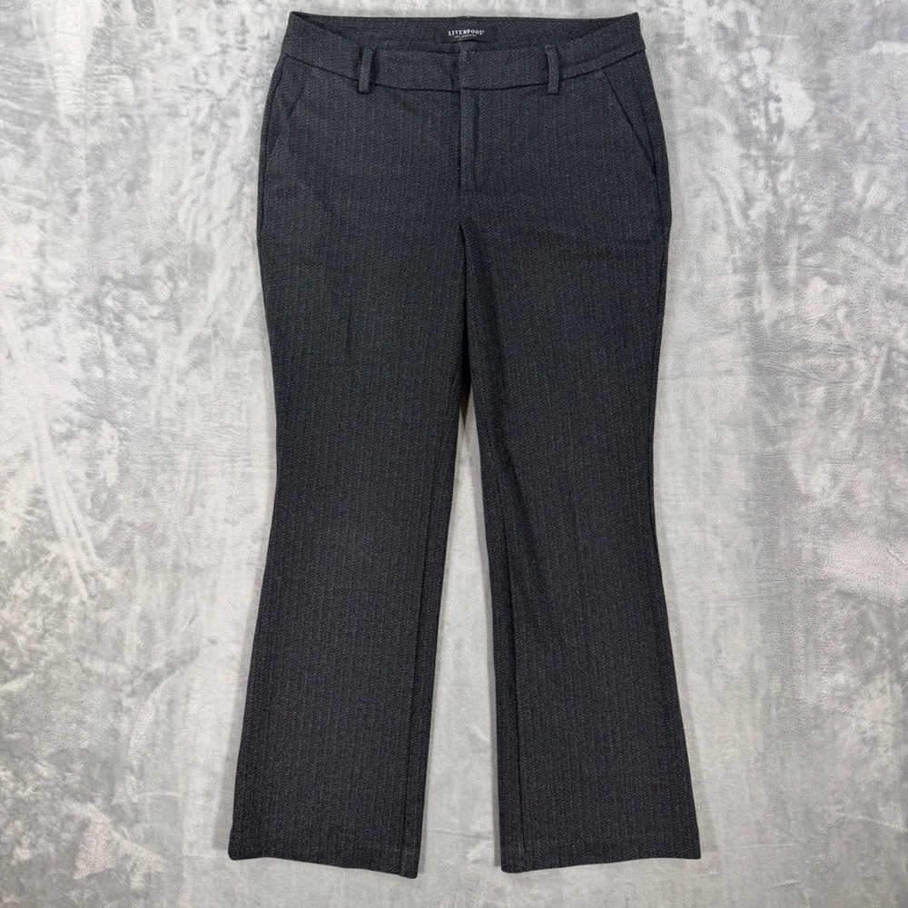 Liverpool Kelsey Flare Trouser Pants Womens Size 10/30 Charcoal Gray Herringbone